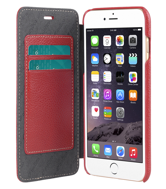 Melkco Premium Leather Cases for Apple iPhone 6 (5.5") - Face Cover Book Type (Ver.3) (Red LC)