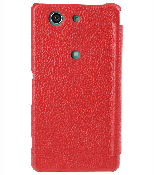Melkco Premium Leather Case for Sony Xperia Z3 Compact D 5803 - Face Cover Book Type (Red LC)