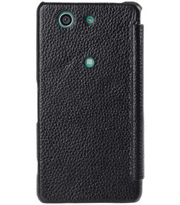 Melkco Premium Leather Case for Sony Xperia Z3 Compact D 5803 - Face Cover Book Type (Black LC)