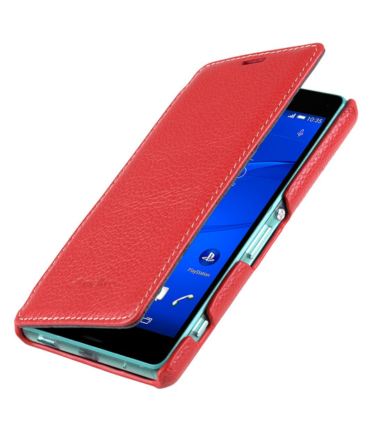 Melkco Premium Leather Case for Sony Xperia Z3 Compact D 5803 - Face Cover Book Type (Red LC)