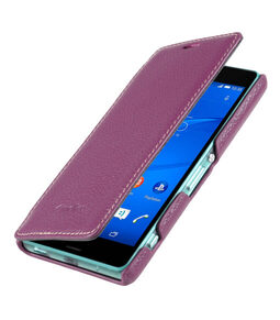 Melkco Premium Leather Case for Sony Xperia Z3 Compact D 5803 - Face Cover Book Type (Purple LC)