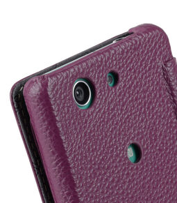 Melkco Premium Leather Case for Sony Xperia Z3 Compact D 5803 - Face Cover Book Type (Purple LC)