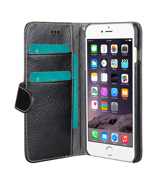 Melkco Premium Leather Cases for Apple iPhone 6 (5.5") - Wallet Book Type (Black LC)