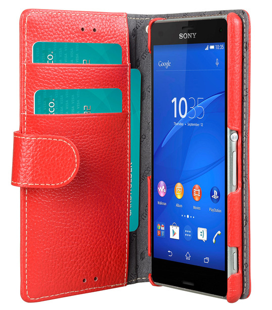 Melkco Premium Leather Cases Wallet Book Type (ver.7) for Xperia Z3 - Red LC