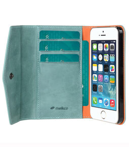 Melkco Premium Leather Case for Apple iPhone 5S/5 /SE– Folio Book Type (Vintage Lake Blue)