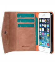 Melkco Premium Leather Case for Apple iPhone 5S/5 /SE– Folio Book Type (Classic Vintage Brown)
