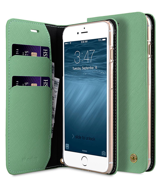 Melkco Fashion Cocktail Series slim Filp Case for Apple iPhone 7 Plus(5.5') (Light Green Cross pattern)