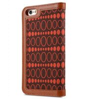 Melkco Premium Cow Leather Case Heritage Series (Prestige Collection) Book Style for iPhone 6S - 5.5" Case (Brown/Orange Dot)