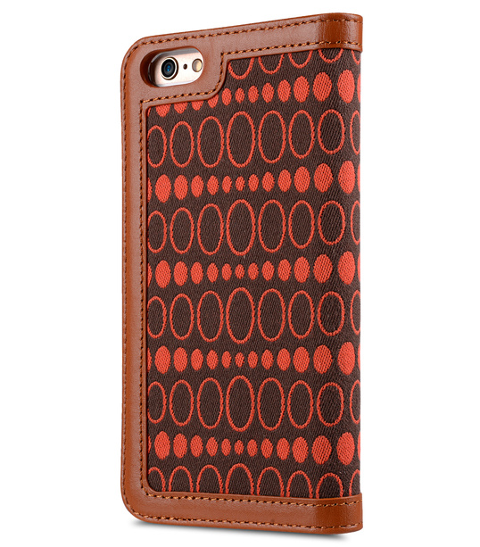 Melkco Premium Cow Leather Case Heritage Series (Prestige Collection) Book Style for Apple iPhone 6s / 6 - 4.7" Case (Brown/Orange Dot)