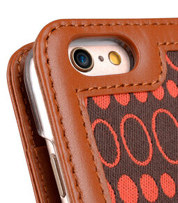 Melkco Premium Cow Leather Case Heritage Series (Prestige Collection) Book Style for iPhone 6S - 5.5" Case (Brown/Orange Dot)