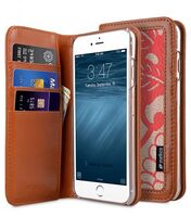 Melkco Premium Cow Leather Case Heritage Series (Prestige Collection) Book Style for iPhone 6S - 5.5" Case (Brown/Red Chrysanthemum