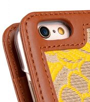 Melkco Premium Cow Leather Case Heritage Series (Prestige Collection) Book Style for iPhone 6S - 5.5" Case (Brown/Yellow Chrysanthemum)