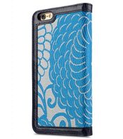 Melkco Premium Cow Leather Case Heritage Series (Prestige Collection) Book Style for iPhone 6S - 5.5" Case (Oliver Dark Blue/Blue Chrysanthemum)