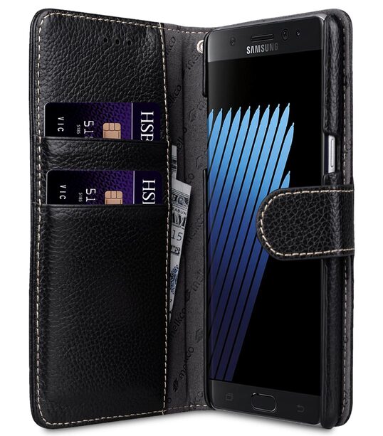 Melkco Premium Leather Cases Wallet Book Type Case for Samsung Galaxy Note 7 - Black LC