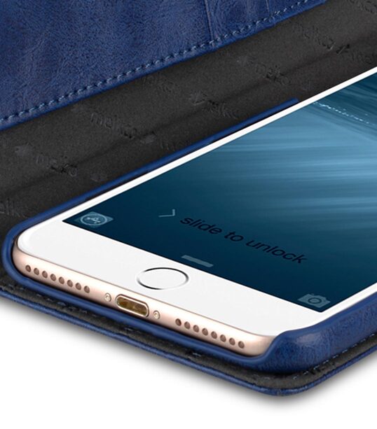 Melkco Mini PU Leather Case for Apple iPhone 7 / 8 Plus(5.5") - Wallet Book Type (Dark Blue )