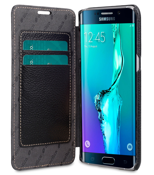 Melkco Premium Leather Case for Samsung Galaxy S6 Edge Plus - Face Cover Book Type (Black LC)