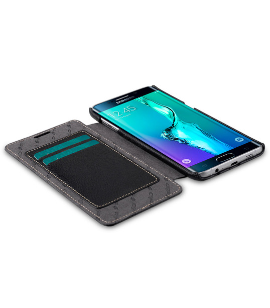 Melkco Premium Leather Case for Samsung Galaxy S6 Edge Plus - Face Cover Book Type (Black LC)