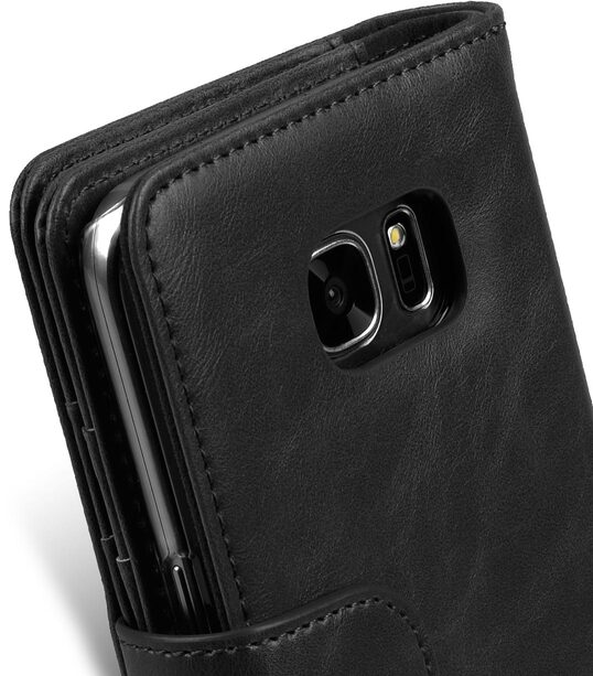 Melkco Mini PU Cases for Samsung Galaxy S7 - Wallet Plus Book Type (Black PU)