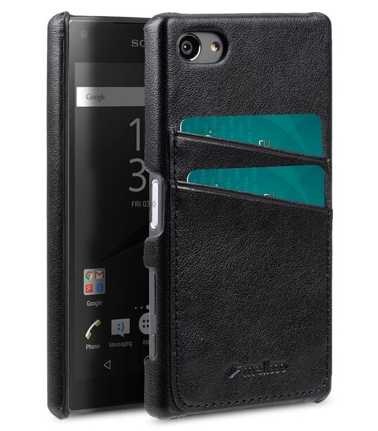 Melkco Mini PU card slot back cover for Sony Xperia Z5 Mini – (Dual card slots) – Black PU