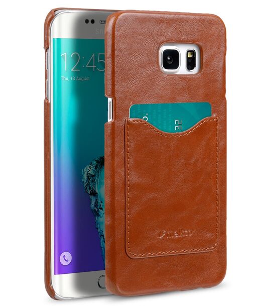 Melkco Mini PU Card Slot Snap Cover (Ver.2) for Samsung Galaxy S6 Edge Plus - Traditional Vintage Brown PU