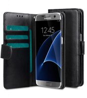 Melkco Mini PU Cases for Samsung Galaxy S7 Edge - Wallet Book Type (Black PU)