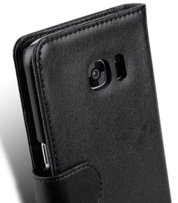 Melkco Mini PU Cases for Samsung Galaxy S7 Edge - Wallet Book Type (Black PU)