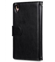 Melkco Mini PU Cases for Sony Xperia X - Wallet Book Clear Type (Black PU)