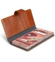 Melkco Mini PU Cases for Sony Xperia X - Wallet Book Clear Type (Brown PU)