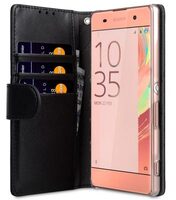 Melkco Mini PU Cases for Sony Xperia XA - Wallet Book Clear Type (Black PU)