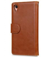 Melkco Mini PU Cases for Sony Xperia XA - Wallet Book Clear Type (Brown PU)
