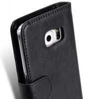 Melkco Mini PU Cases Wallet Book Clear Type for Samsung Galaxy S6 Edge – Black PU