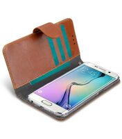 Melkco Mini PU Cases Wallet Book Clear Type for Samsung Galaxy S6 Edge – Brown PU