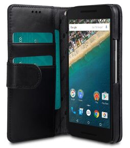 Melkco Premium Genuine Leather Case For LG Nexus 5X - Wallet Book Type (Traditional Vintage Black)