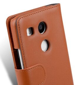 Melkco Premium Genuine Leather Case For LG Nexus 5X - Wallet Book Type (Traditional Vintage Brown)