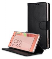 Melkco Premium Genuine Leather Case For Sony Xperia XA - Wallet Book Type With Stand Function (Traditional Vintage Black)