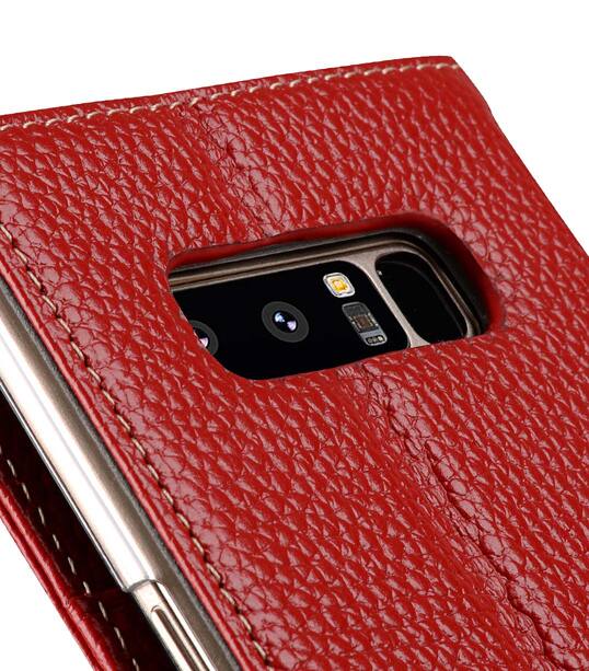 Melkco Premium Leather Case for Samsung Galaxy Note 8 - Wallet Book Clear Type Stand (Red LC)