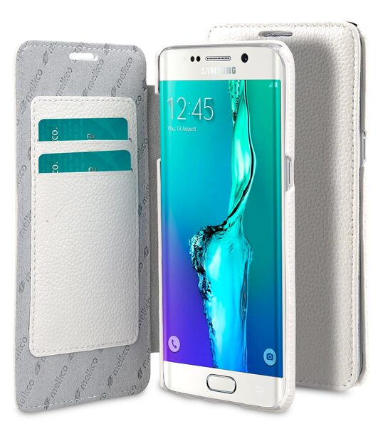 Melkco Premium Leather Case for Samsung Galaxy S6 Edge Plus - Face Cover Book Type (White LC)