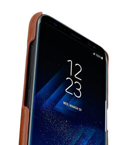 Melkco Premium Leather Case for Samsung Galaxy S8 Plus - Card Slot Back Cover V2 ( Orange Brown )