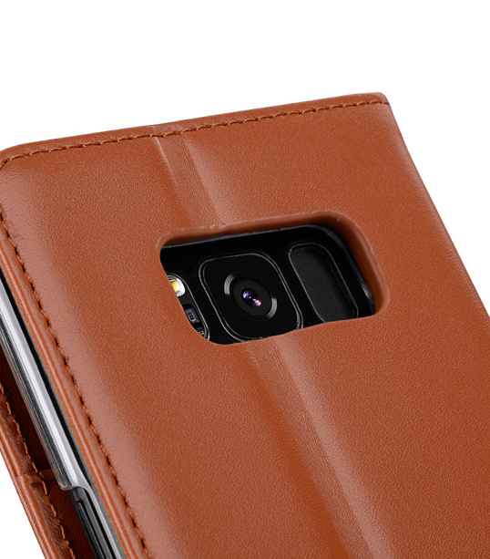 Melkco Premium Leather Case for Samsung Galaxy S8 Plus - Wallet Book Clear Type Stand ( Brown )