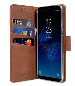 Premium Leather Case for Samsung Galaxy S8 Plus - Wallet Book Clear Type Stand (Classic Vintage Brown)