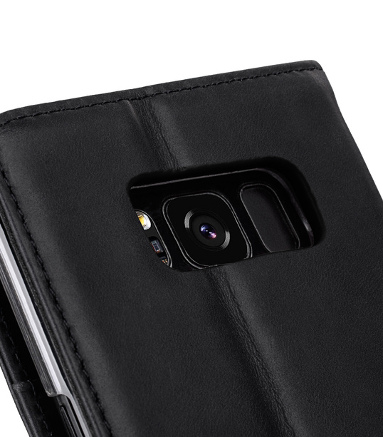 Melkco Premium Leather Case for Samsung Galaxy S8 Plus - Wallet Book Clear Type Stand ( Vintage Black )
