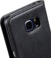 Melkco Mini PU Artificial Leather Case for Samsung Galaxy S6 Edge - Wallet Book Type (Black PU)
