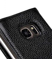 Premium Leather Case for Samsung Galaxy S7 - Wallet Book ID Slot Type (Black LC)