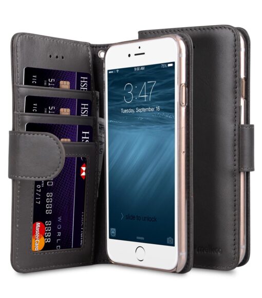 Melkco Premium Leather Case for Apple iPhone 7 / 8 Plus (5.5") - Wallet Book ID Slot Type (Grey Wax)
