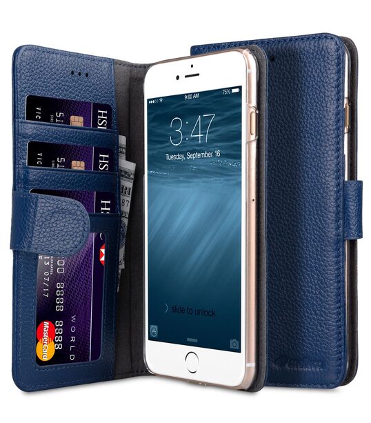 Melkco Premium Leather Case for Apple iPhone 7 / 8 Plus (5.5") - Wallet Book ID Slot Type (Dark Blue LC)