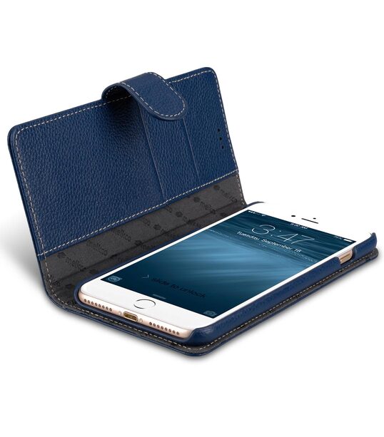 Melkco Premium Leather Case for Apple iPhone 7 / 8 (5.5")Plus - Wallet Book Type(Dark Blue LC)