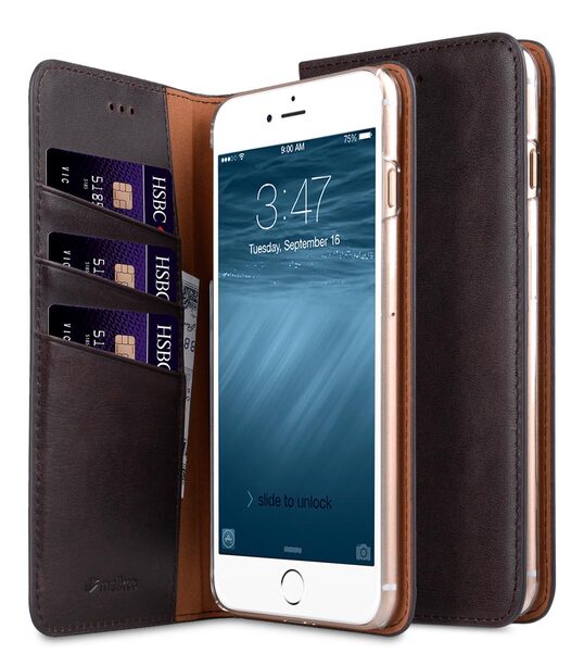 Melkco Premium Cowhide Leather Herman Series Book Style Case for Apple iPhone 7 / 8 Plus (5.5") (Coffee)
