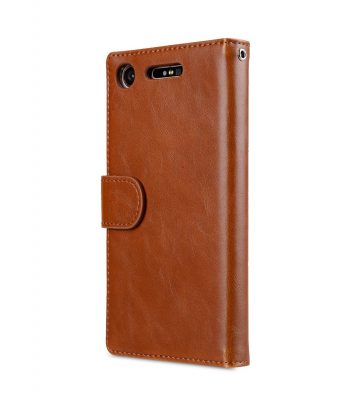 Melkco PU Leather Wallet Book Clear Type Case for Sony Xperia XZ1 - (Brown)