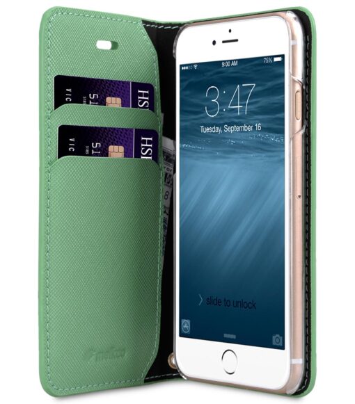 Melkco Fashion Cocktail Series slim Filp Case for Apple iPhone 7 / 8 (4.7') - (Light Green Cross pattern)