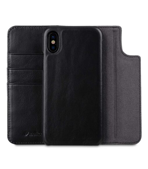 Melkco Alphard Series Waxfall Pattern Premium Leather Livia Book Type Case for Apple iPhone X - (Black WF)